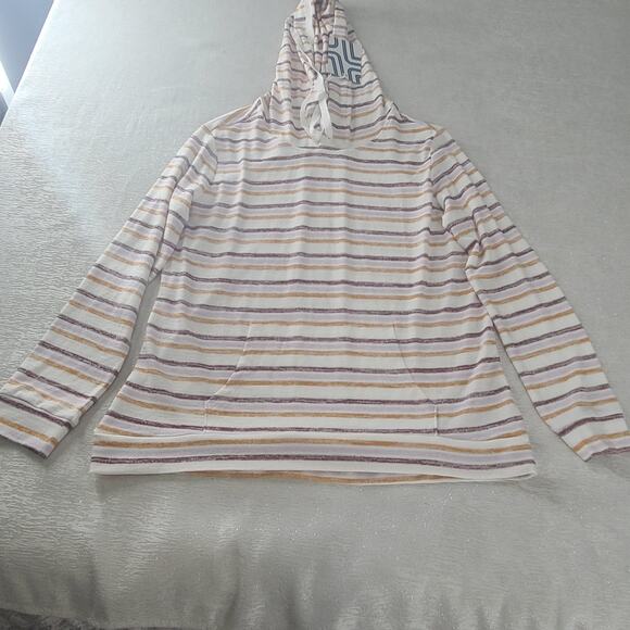 Market & Spruce Stitch Fix striped hoodie top Size Medium Casual Comfy Cozycore - Picture 5 of 7